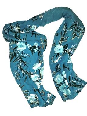 BANJARA Velvet Silk Blend Floral Burnout Teal Blue Boho Long Wrap Shawl Cover